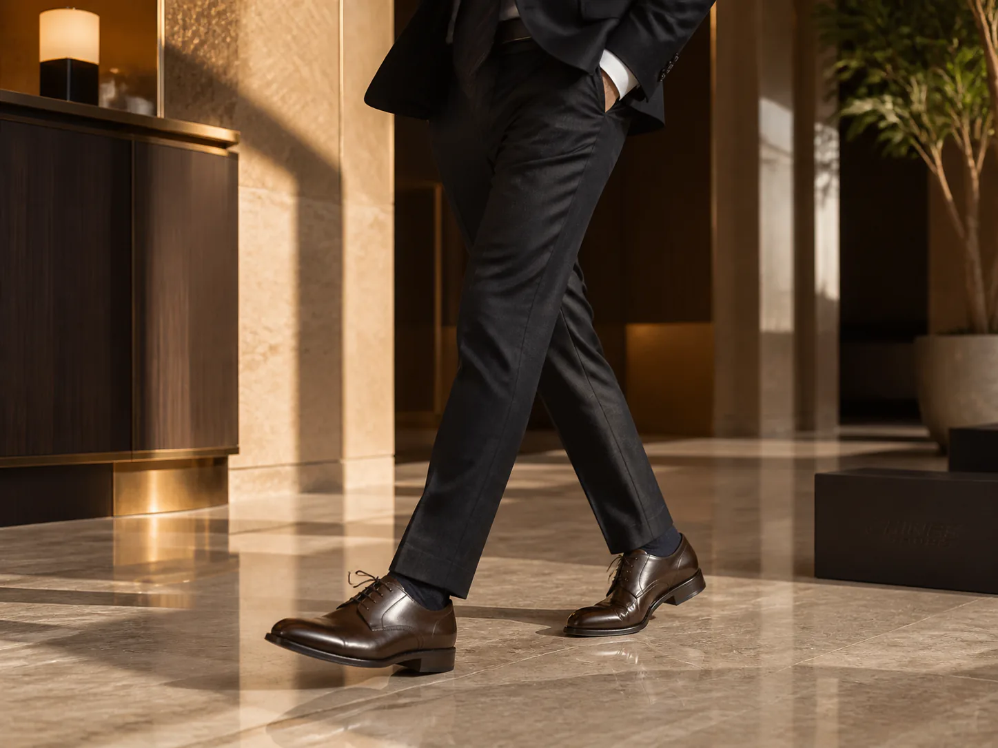 Businessman wearing Chinee formal leather shoes