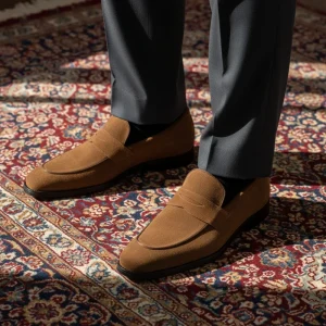 206 823 Men’s British Style Genuine Leather Breathable Slip on Loafers Suede Nubuck Casual Low Heel Autumn Shoes