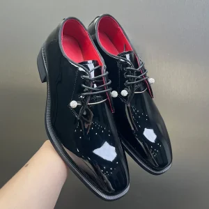 25165 Good Quality New Black Business Men Leather Shoes Fashion square Toe Men Dress Shoes