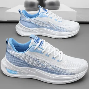 39-45 Large Size Men’s Lace-Up Breathable Flying Mesh Running Shock-Absorbing Sneakers Versatile Fashion Casual Travel Shoes