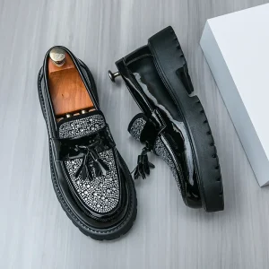 55003 New Fashion Round Toe Men Dress Shoes Large Size Platform Men Leather Shoes