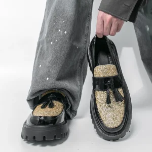 68822 Fashion New Round Toe Casual Men Leather Shoes Large Size Thick-Soled Business Men Dress Shoes