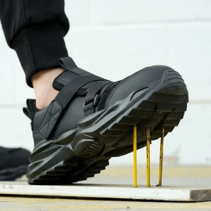 908-5 Men Work Safety Shoes with EVA and Steel Toe Autumn Leather Boot Mesh and Rubber Insole