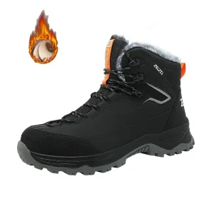 923W Winter Waterproof Safety Boots Non-slip Leather Steel Toe Warm Men Safety Boots with Plush Lining