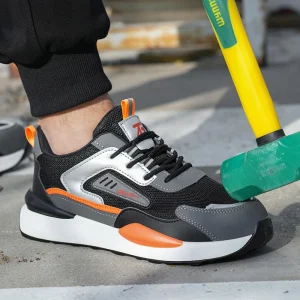 924-4 Men’s Casual Lightweight Steel Toe Work Sneakers Comfortable Puncture Proof Safety Shoes for Outdoor Running and Work