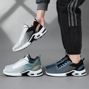 9307 Men’s Lace Up Running Shoes Fly Knit Upper PVC Outsole EVA Midsole Anti Slippery Breathable Lightweight Fashion Trend