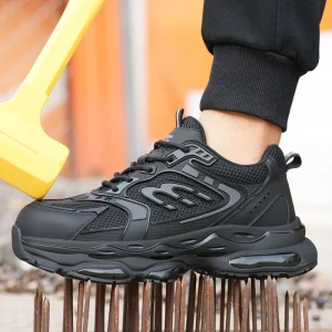 938-4 Mens Breathable Mesh and KPU Work Sneakers for Men Steel Toe Sport Safety Shoes Light Weight Work Shoes