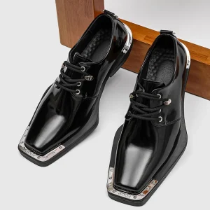 9996 Square toed Thick heeled Business Men’s Dress Shoes Fashion Casual Party Wedding Leather Shoes