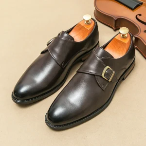 A6509 Large Size Men’s British Business Casual Loafers PU Leather Breathable Lightweight Work Shoes Flat Formal Official Slip-On
