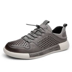 AKS Men’s Pu Leather Loafers Breathable Lace Up Retro Style Casual Work Shoes Cushioning Fashion Trend Men Shoes