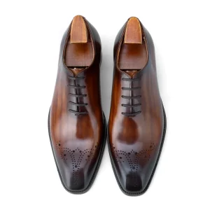 ALF64 WH5 Gentleman Elegant Handmade Brogue Official Business Cowhide Genuine Leather Derby Dress Shoes Suit Shoes