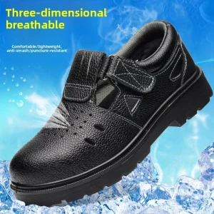 AZ161 Summer Men’s Breathable Low Cut Work Shoes Safety Protection Cowhide Injection PU soled Sandals Anti-smashing