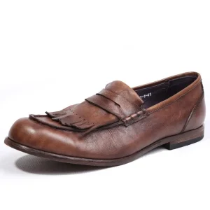 Accept Custom New Top Leather Tassel Loafers Shoes Small Leather Shoes Retro British Style Round Head Low Heel Men’s Shoes