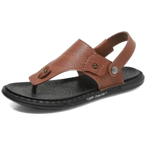 Accept OEM Custom LOGO Casual Slippers Men Flat Microfiber Leather Men Sandals Summer Handmade Leather Sandals