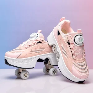 Adjustable Roller Skate Shoes Outdoor Roller Skates for Girls Boys Casual Roller Shoes Wheels