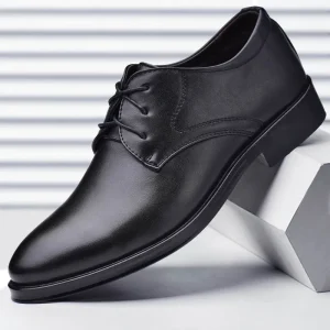 Ankle Leather 200 38-49 EVA Rubber Black Embroidered Men’s Formal Oxford Pointed Toe Light Weight Office Career Dress Shoes