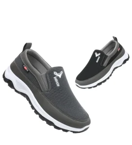 Anti Slip Polyester Upper Men’s Fashion Sneakers Loafers Slip-On Flat Summer Fitness Walking Shoes