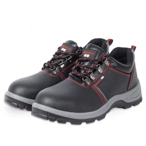 Anti Static Safety Shoes Men’s Anti Smashing Anti Puncture Wear Black High Top Two Layer Embossed Cowhide Steel Toe PU Shoes