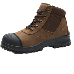 Anti penetration Comfortable Crazy Side Have Zip Miner Australia Men Brown Safety Work Shoes Boots