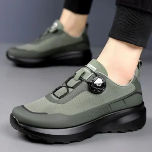 Anti-slip Men’s Thick Sole Casual Dad Shoes with Rotating Automatic Lock Shoes