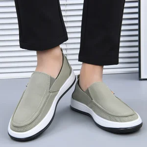 Anti slip Rubber Outsole Fabric Upper Mens Flat Walking slip on Shoes Loafers Flat Walking Style Shoes Men