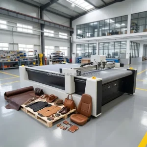 Automatic CNC Oscillating Knife Cutting Machine 0.1mm Precision 0-100mm Thickness for Leather Shoes Bags Textile Industry