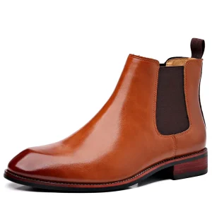 Autumn Breathable Pure Color Ankle Boots PU Leather Chelsea Men’s Boots
