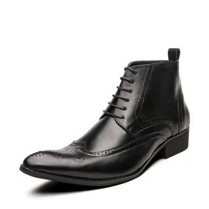 Autumn British Trend Men’s Brock Carved High Top Leather Dress Shoes Business Casual Oxfords