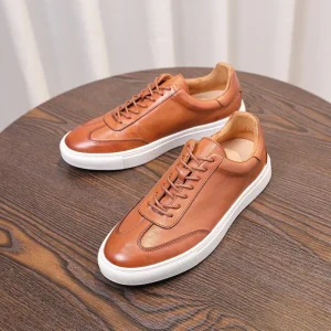 Autumn Fashion First-layer Cowhide Color Matching Handmade Classic British Style Lightweight White Shoes