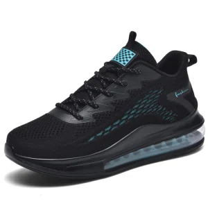 Autumn Men’s Air Cushion on Cloud Running Shoes Knitted Upper Breathable Height Increasing Sneakers Large Size Soft Casual Shoes