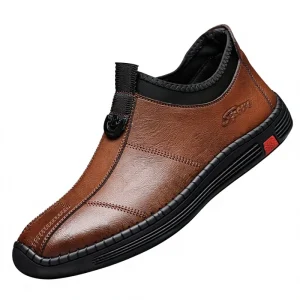 Autumn Men’s Casual Leather Look Cotton Boots Slip On Loafers Fleece Lining Extra Thick Warm Non Slip Sole British