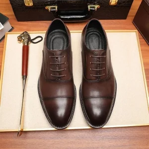 Autumn Men’s Microfiber Fabrics Pointed Toe Lace up Oxford Shoes Wear resistant Rubber Outsole Office & Career Shoes Man