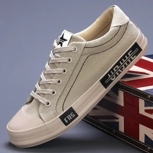 Autumn Men’s Retro Lace Up Walking Shoes Trendy Canvas Korean Edition Versatile Casual Breathable Comfortable Waterproof