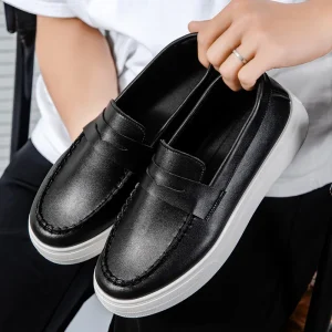 Autumn New Breathable Peas Men’s British Style Loafers Fashion Casual Artificial PU Slip-On Shoes Youth Trendy