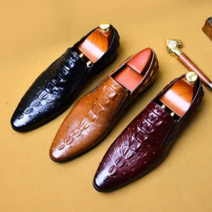 Autumn New Men’s Leather Shoes Leather Casual Business Breathable Pattern Trend Men’s Shoes Pointed Toe Formal Men