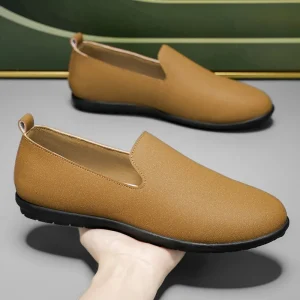 Autumn New Men’s Round Head Casual Loafers Fashion Breathable Artificial PU Youth Shoes
