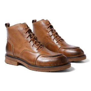 Autumn Winter Black Motorcycle Genuine Leather Boots Custom Men’s Logo Leather Formal Lace Up Boots