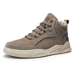 Autumn Winter New Trend Men’s Casual Boots Comfortable Velvet Cotton Shoes for Outdoor Walking Breathable Lightweight Mesh