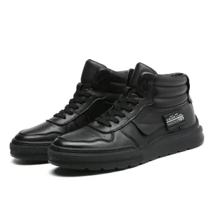 Autumn and Winter Skateboard Shoes Men’s Simple Pure Color Tied Leather Men’s Board Shoes Top Layer Cowhide Casual Shoes