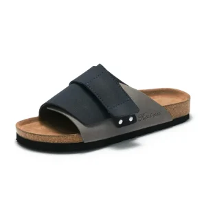 Beach Open Toe Strap Men’s Summer Cork Leather Sole Slippers Flat Sandals