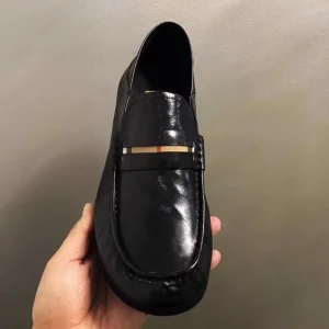 Bean Shoes Slip On Low Top Comfortable Shallow Mouth Men’s Shoes Four Seasons Flat Heel Trendy Plaid Two Layer Cowhide Style