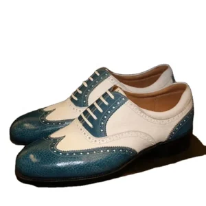 Bespoke Men’s Casual Blake Shoes White Blue Contrasts Genuine Leather Sock Closure Soft Loafers Waterproof Flat Comfort Wedding