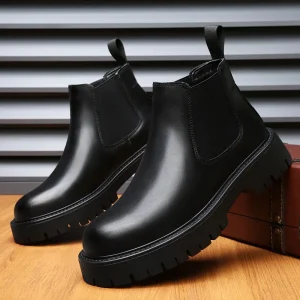 Big Size 38 48 Winter Boots Cowhide Leather Chelsea Ankle Boots Classic Men Dress Shoes
