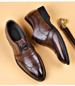Big Size Fashionable Breathable Leather Sip On Dress Shoes Office Shoes for Men