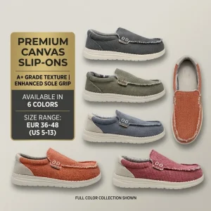 Big Size Mens Canvas Retro Loafers EVA Midsole Arch Support Slip-On Light Weight Anti-Slip Spring Autumn Casual Sports