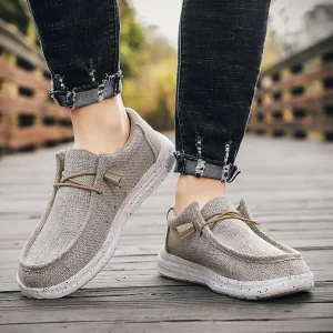 Big Size Men’s Casual Canvas Deck Shoes Comfort Slip On Loafer Sneakers Outdoor Fashion Trendy Boat Shoes Footwear