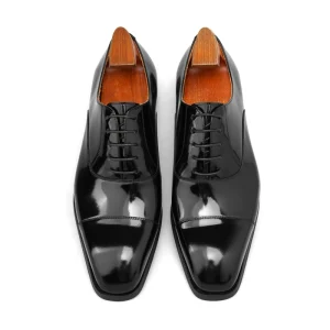 Black Classic Cowhide Patent Leather Men’s Dress Shoes for Wedding