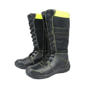 Black High Tube Fireproof Safety Boots for Men Tube Fireproof & Steel Toe for Fire Fighting Foot Protection