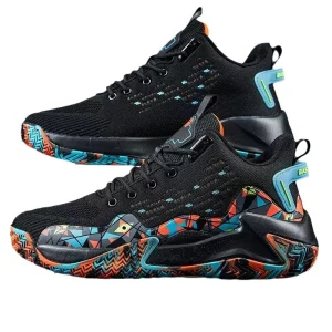 Bottom Basketball Shoes Men’s Comfortable New Style Fly-ribbed Mesh Breathable Sports Shoes for Outdoor Leisure and Running