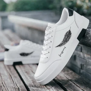 Breathable Lightweight Versatile Men’s Sports Shoes for Spring and Summer New Student Low Top White Shoes